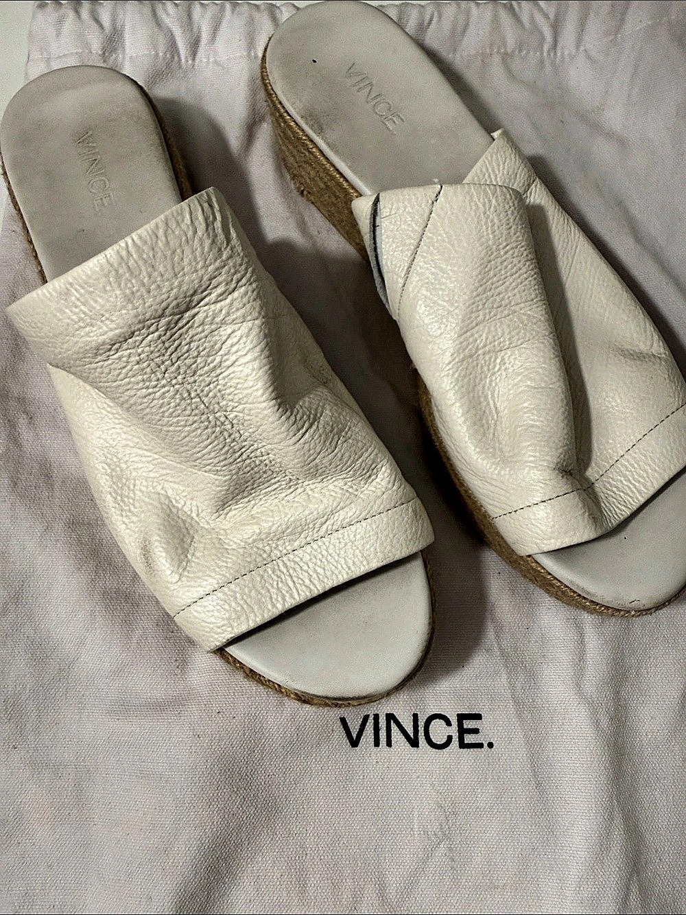 Vince Gilian Espadrille Wedge Slide Sandal White US 9M/EU 39